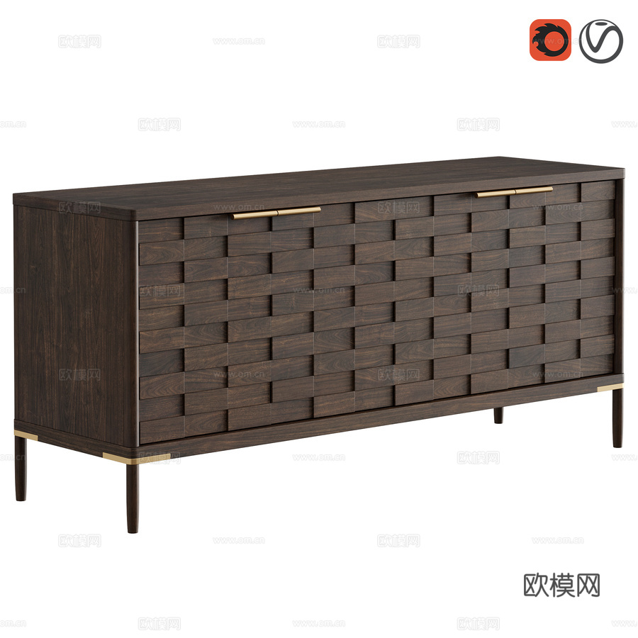 纹理系列抽屉柜3d模型下载