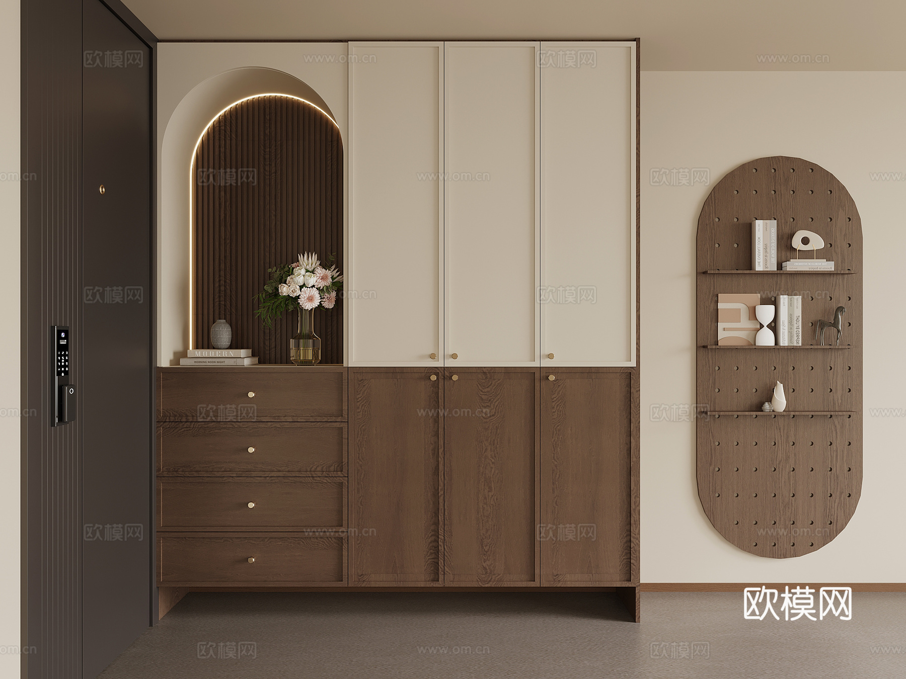 中古风鞋柜 入户鞋柜su模型