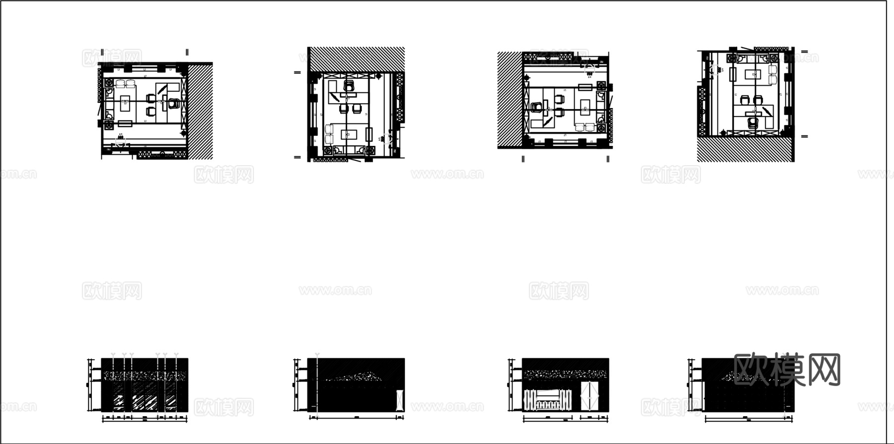 办公室布局方案CADcad施工图下载（渲染图3）