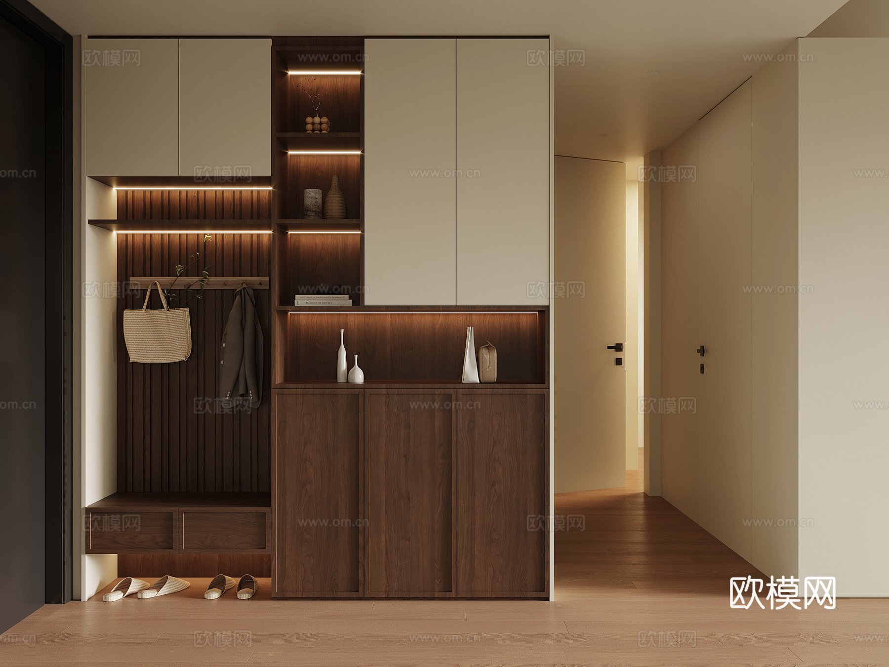 中古风鞋柜 入户鞋柜su模型