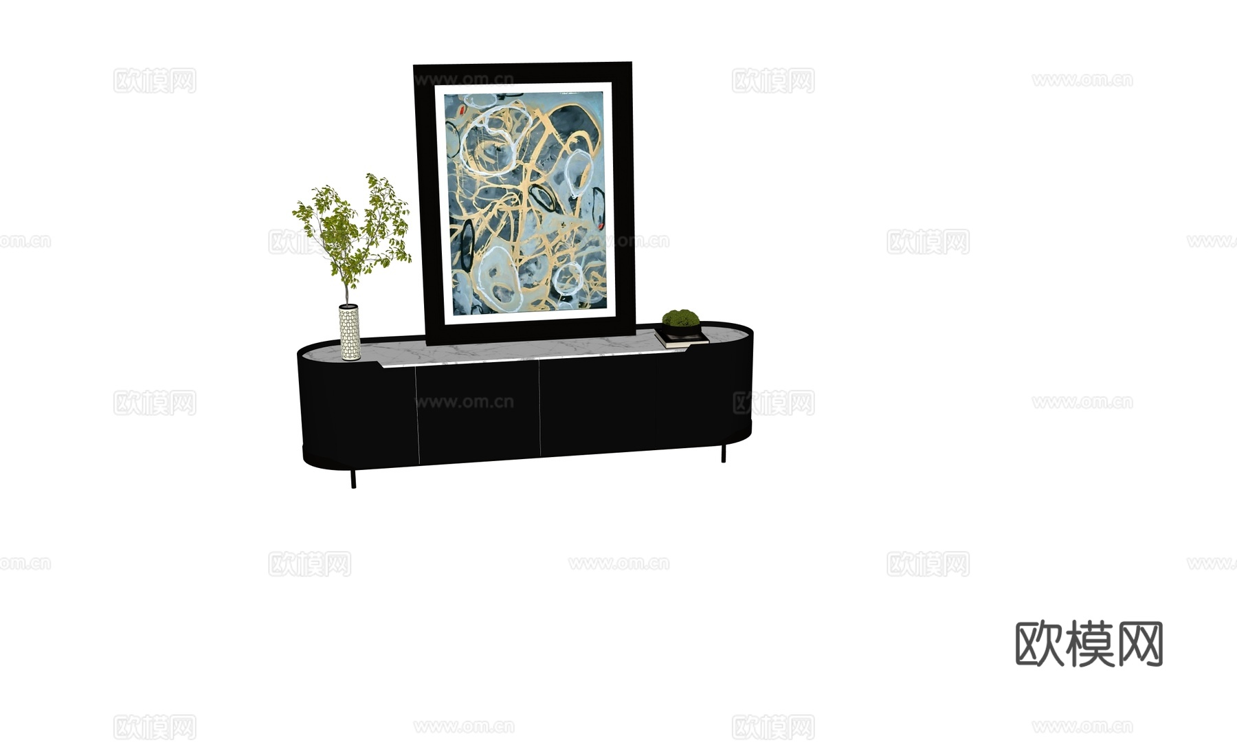 轻奢边柜斗柜玄关柜su模型