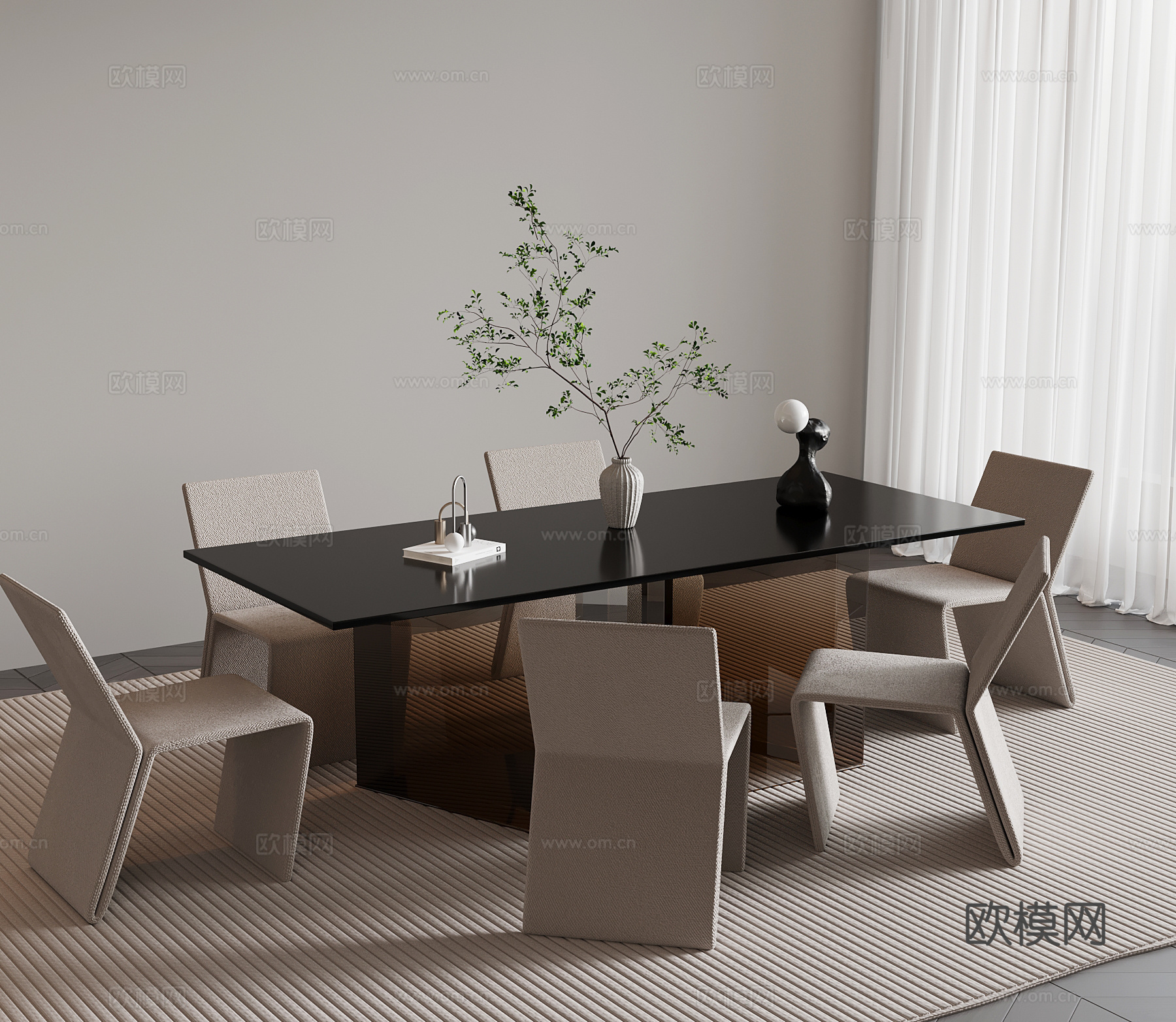 现代简约餐桌椅su模型