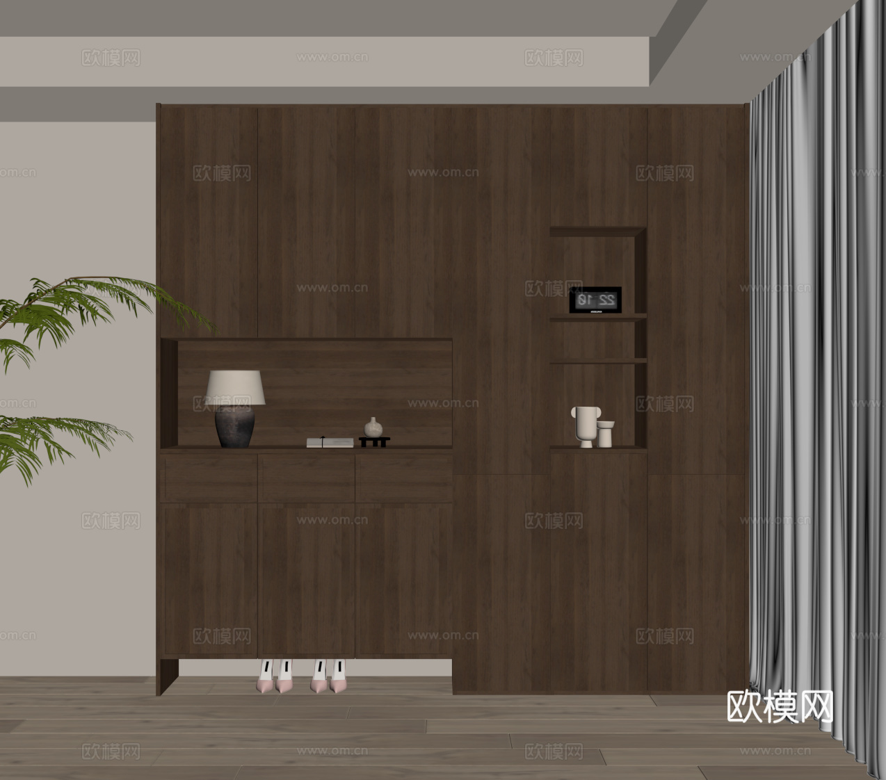 中古风鞋柜 入户鞋柜su模型