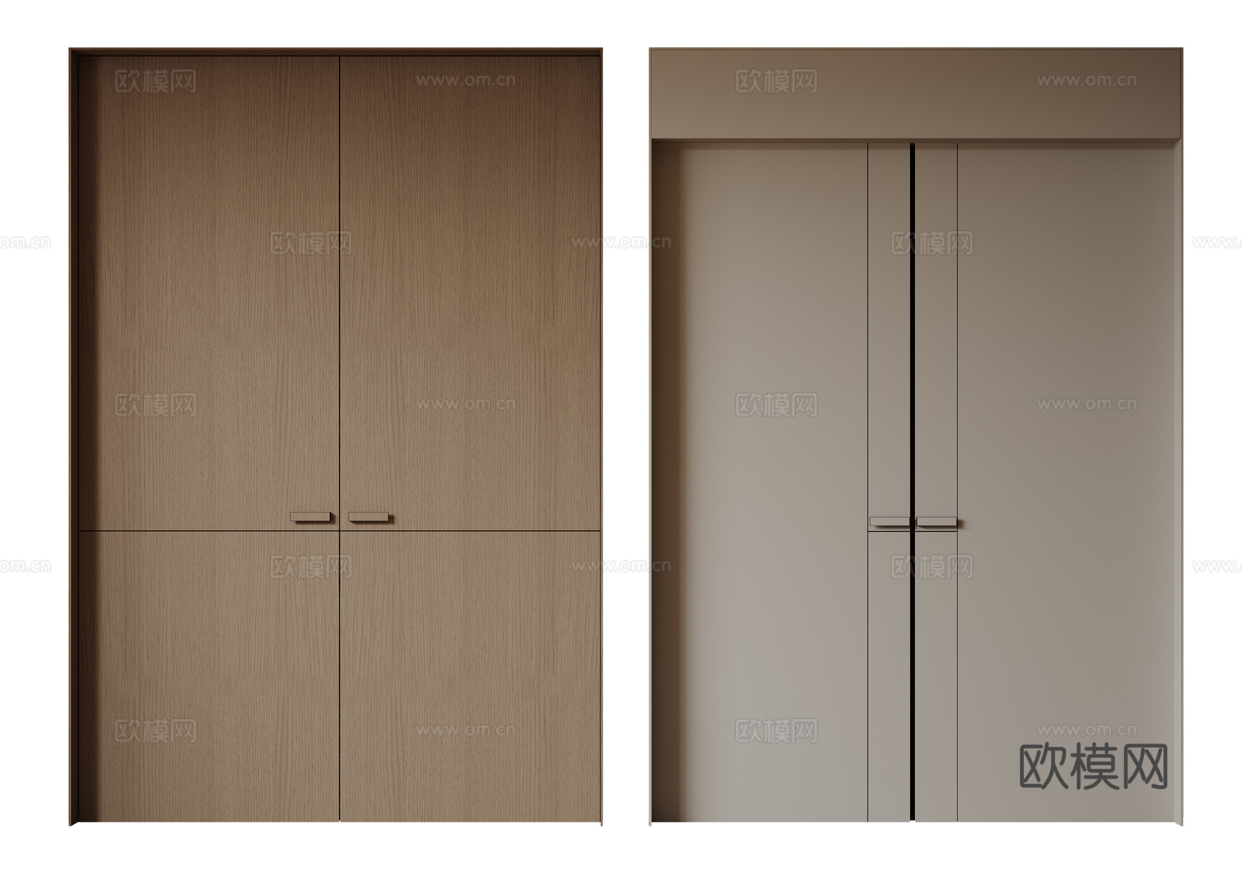 现代极简双开门 中古平开门 入户门 防盗门 通顶对开门 别墅su模型