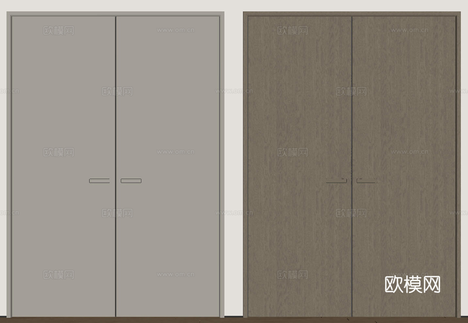 现代极简双开门 中古平开门 入户门 防盗门 通顶对开门 别墅su模型