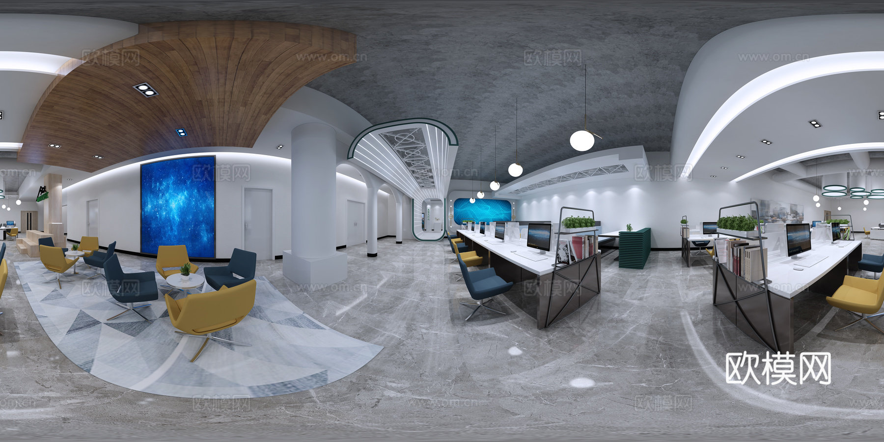 科技办公室 最新全套施工图 效果图合集cad施工图