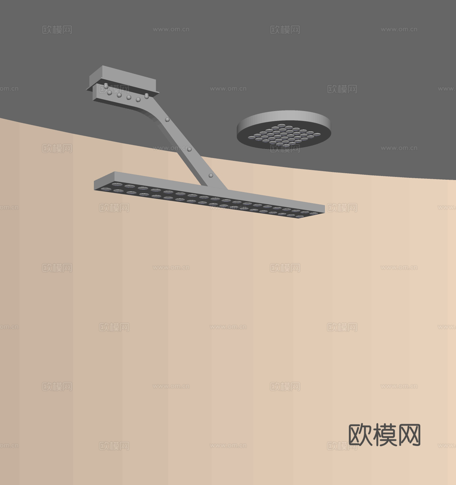 现代金属吸顶灯 办公室吸顶灯 异形吸顶灯 工装吸顶灯su模型