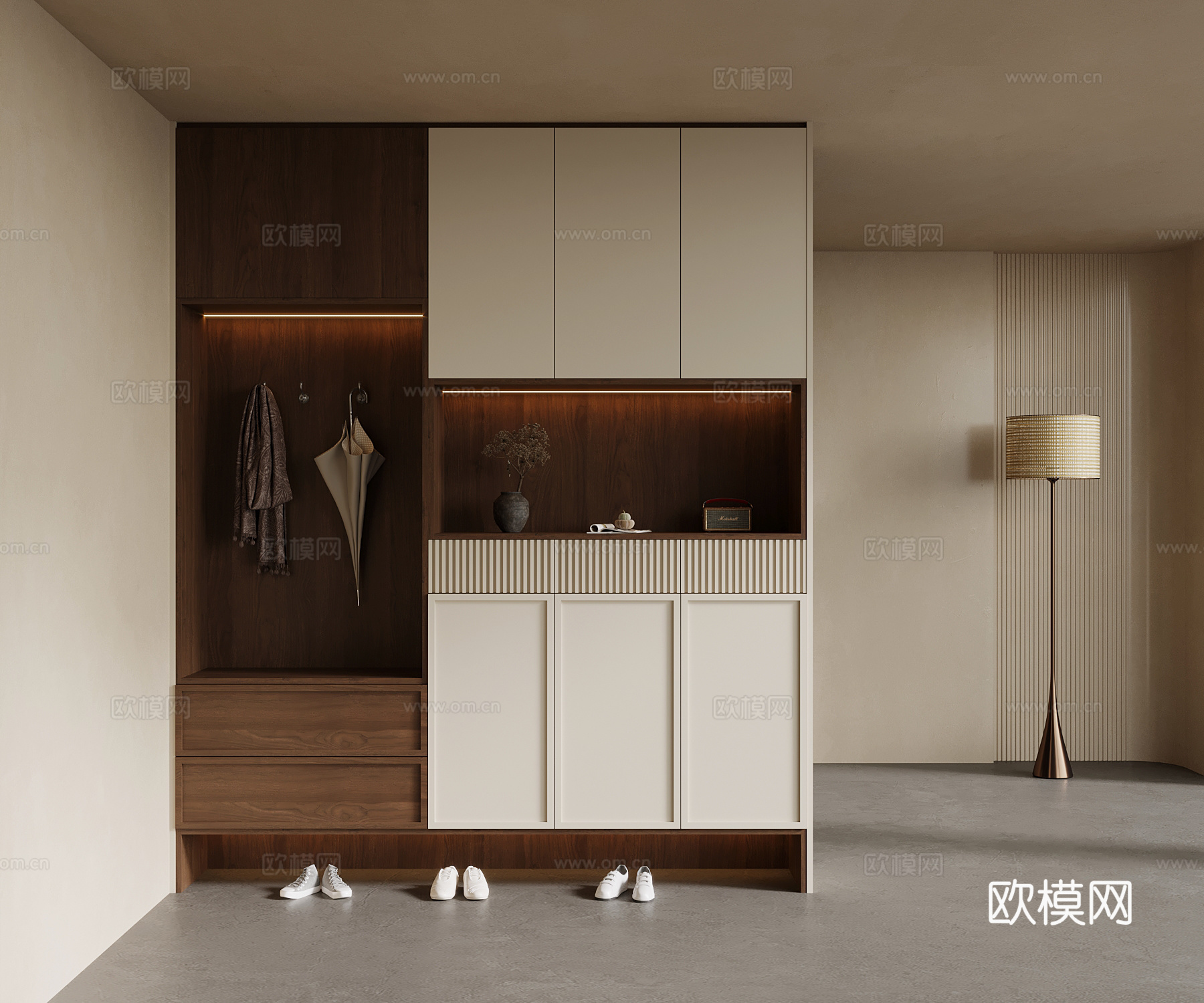 中古风鞋柜 入户鞋柜su模型