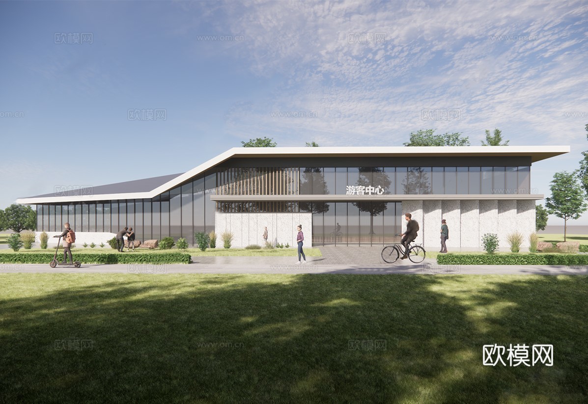 现代游客接待中心 游客服务中心建筑su模型
