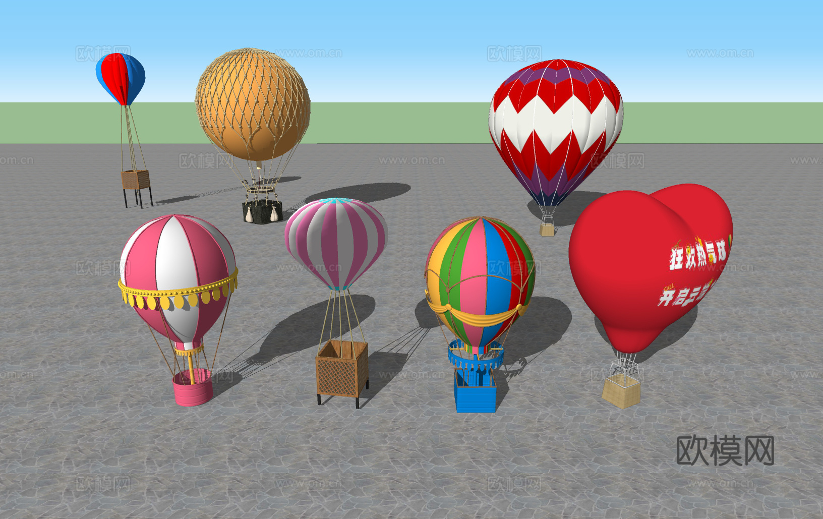 热气球小品su模型