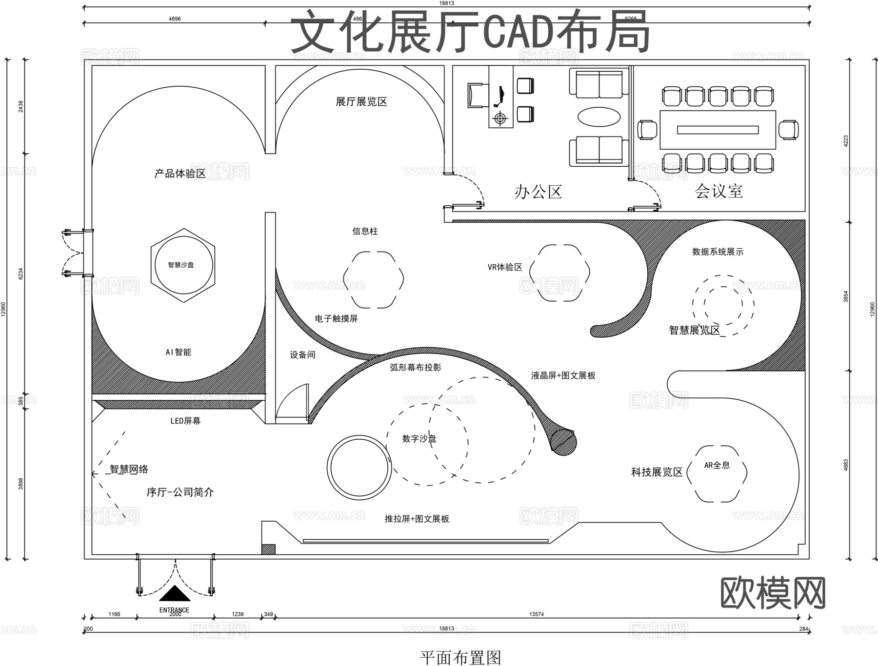 文化展厅cad平面图cad施工图