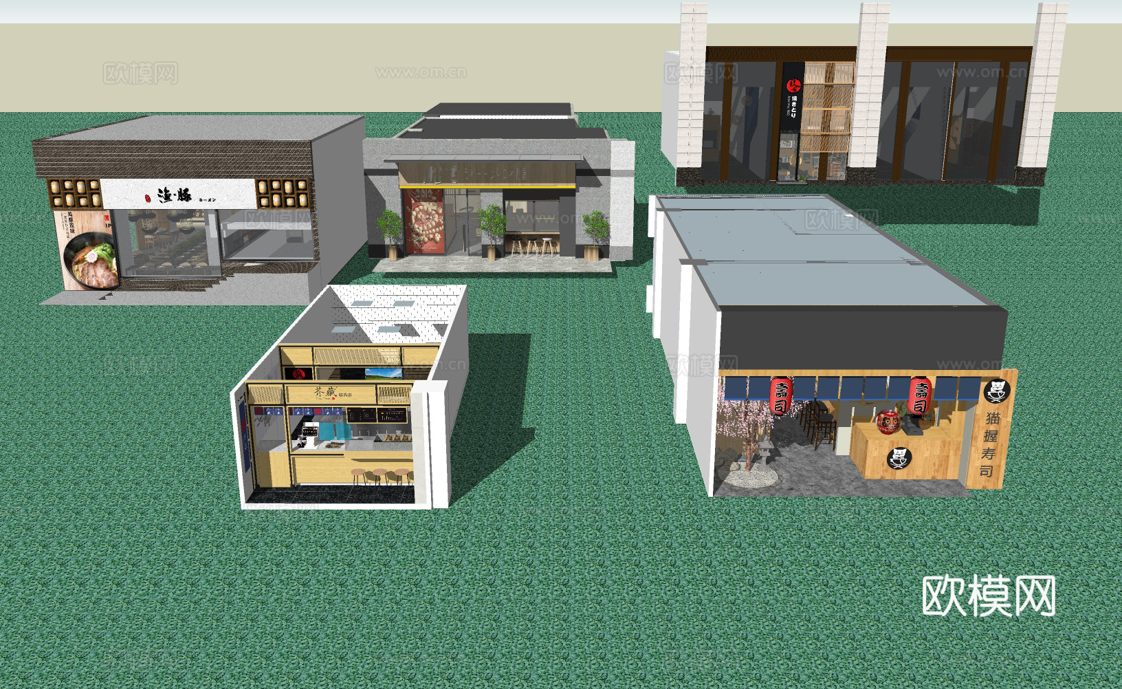 日式料理店门头su模型