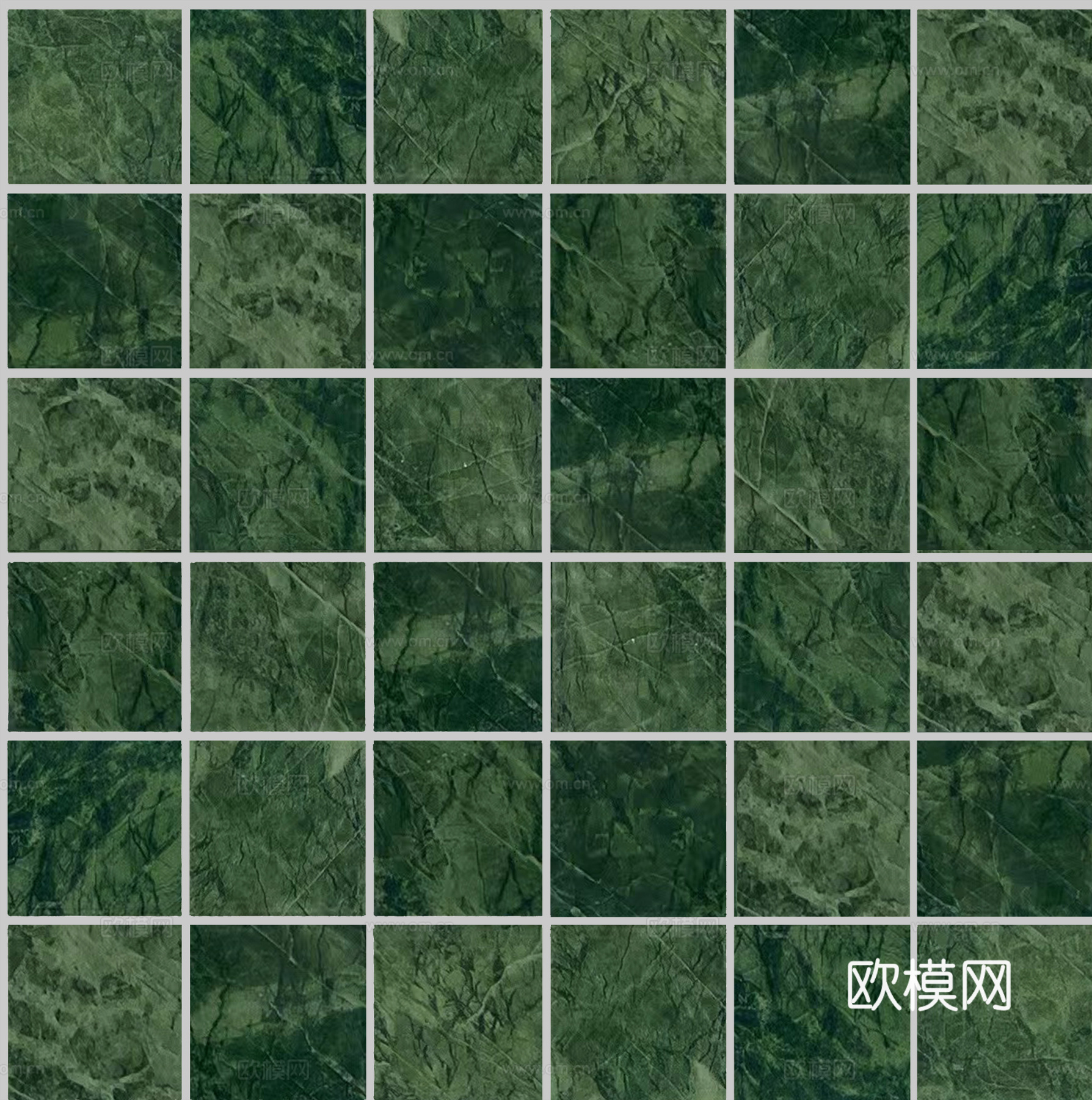 绿色复古格子砖马赛克石材