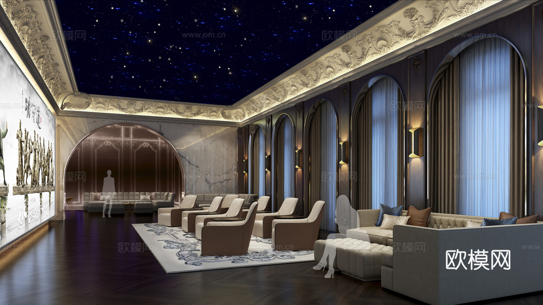 高档办公会所 最新全套施工图 效果图合集cad施工图