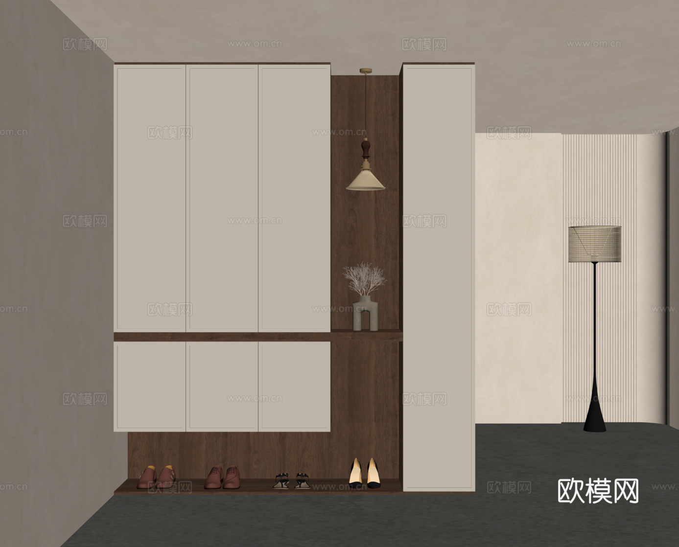 中古风鞋柜 入户鞋柜su模型