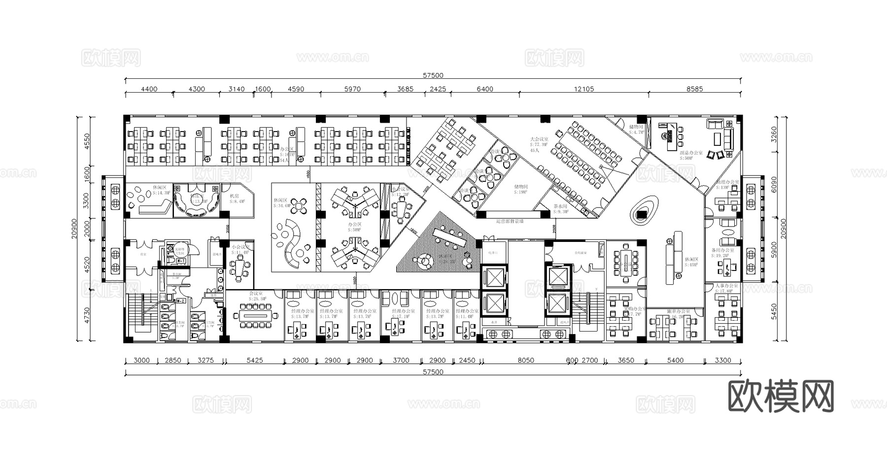 办公室布局方案CADcad施工图下载