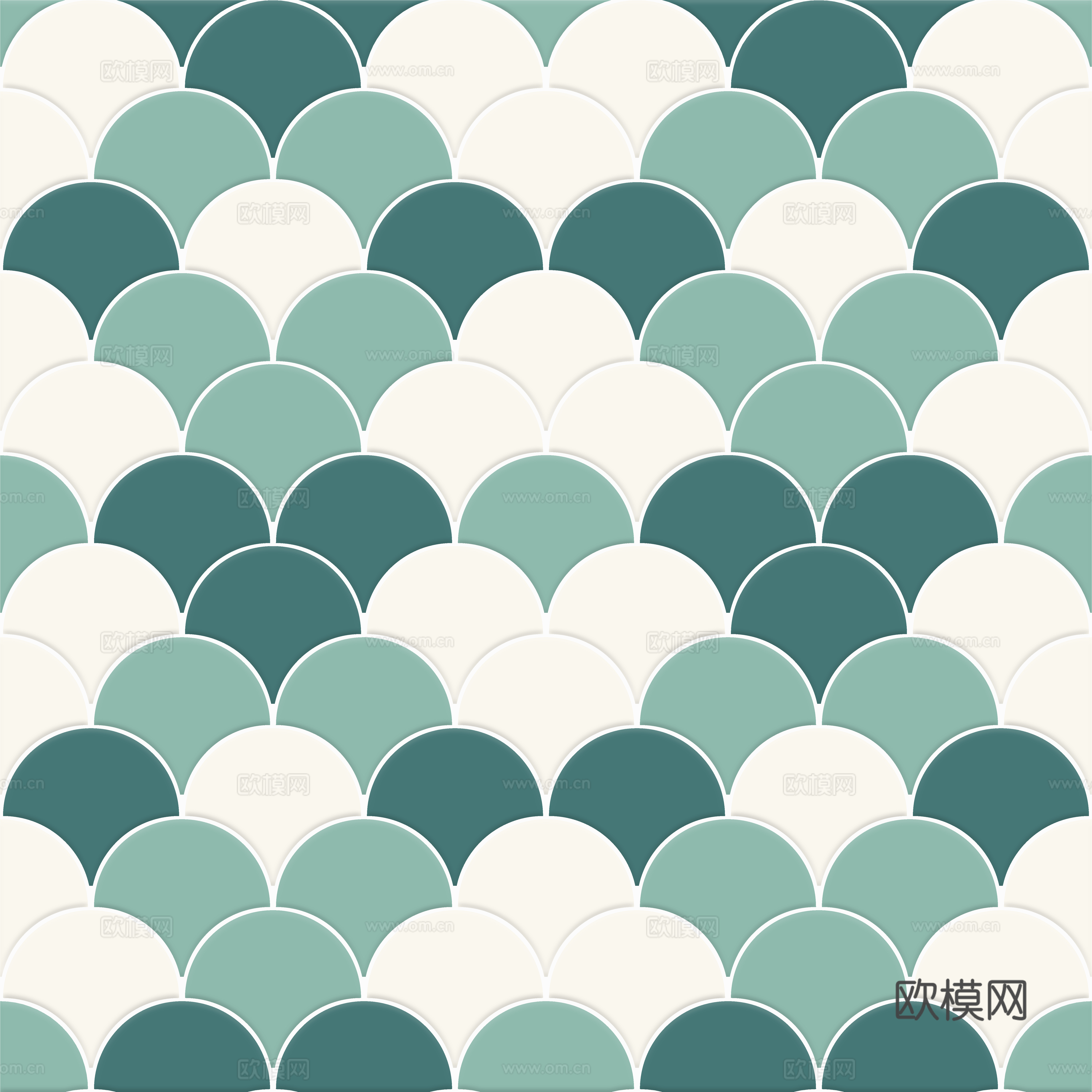 绿色拼色扇形马赛克