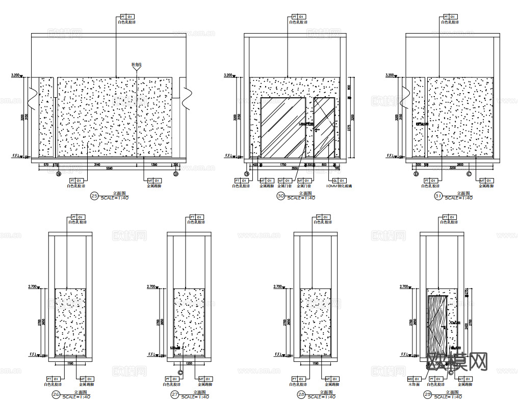 1500㎡办公室 最新全套施工图 效果图合集cad施工图