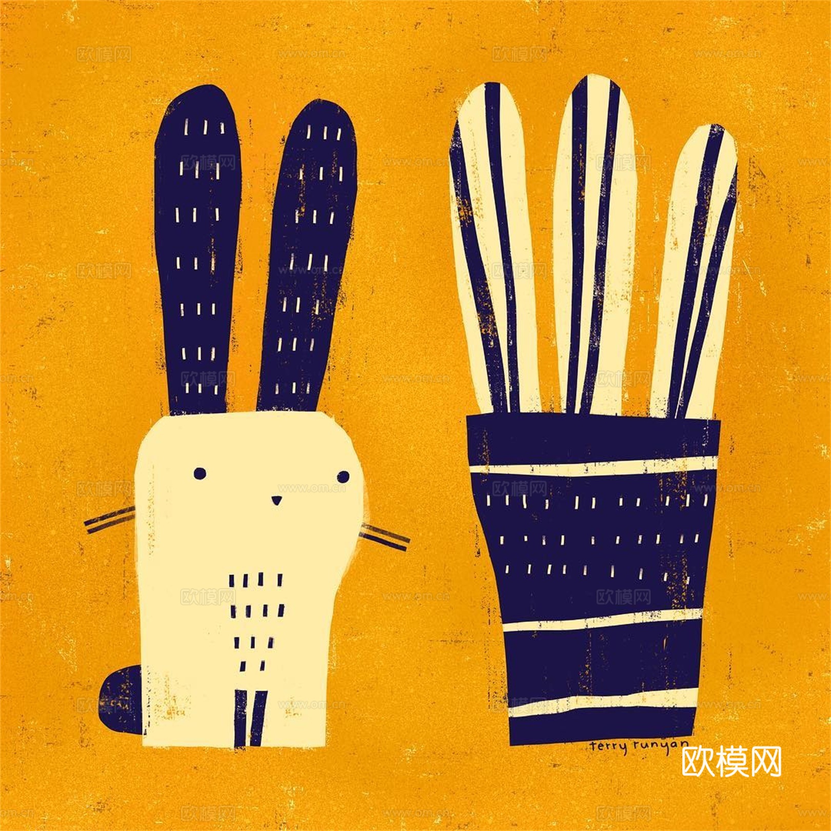 可爱动物手绘创意童趣插画猫咪动物插画治愈系插画可爱儿童插画下载