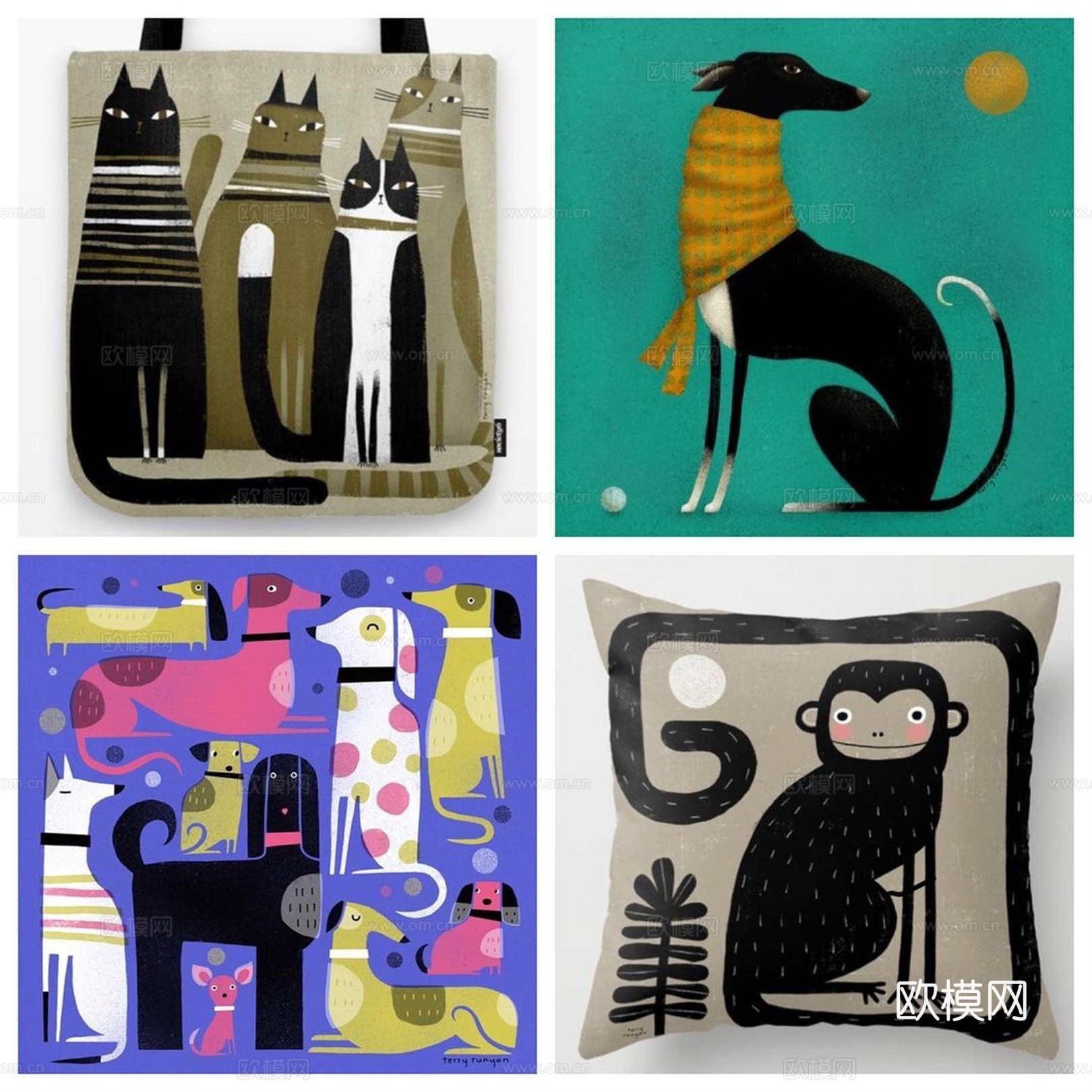 可爱动物手绘创意童趣插画猫咪动物插画治愈系插画可爱儿童插画下载