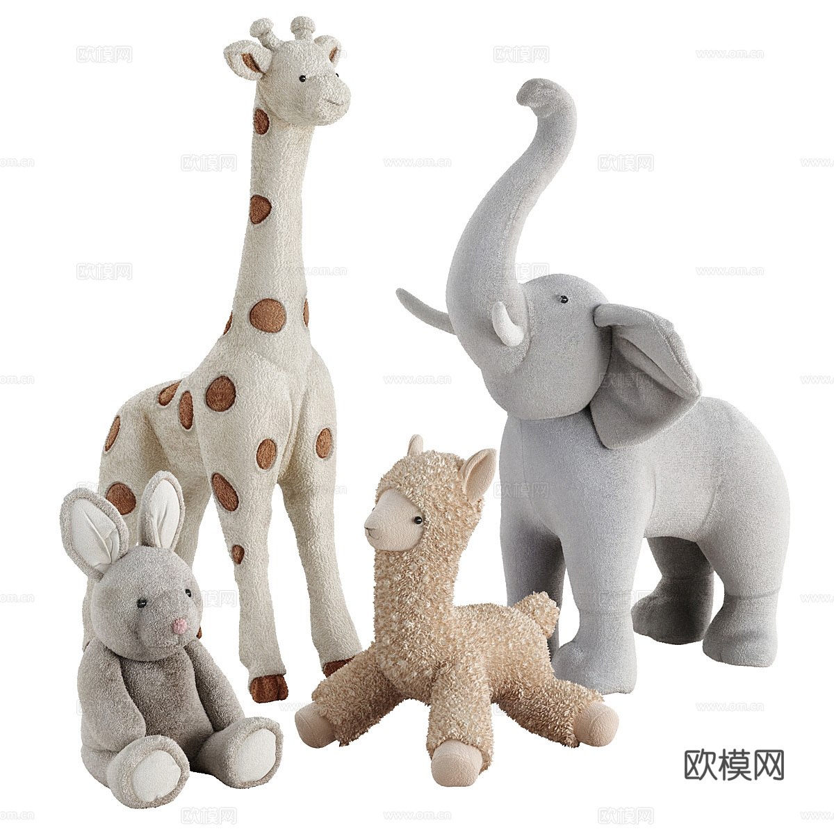 现代毛绒玩偶玩具3d模型下载（渲染图1）