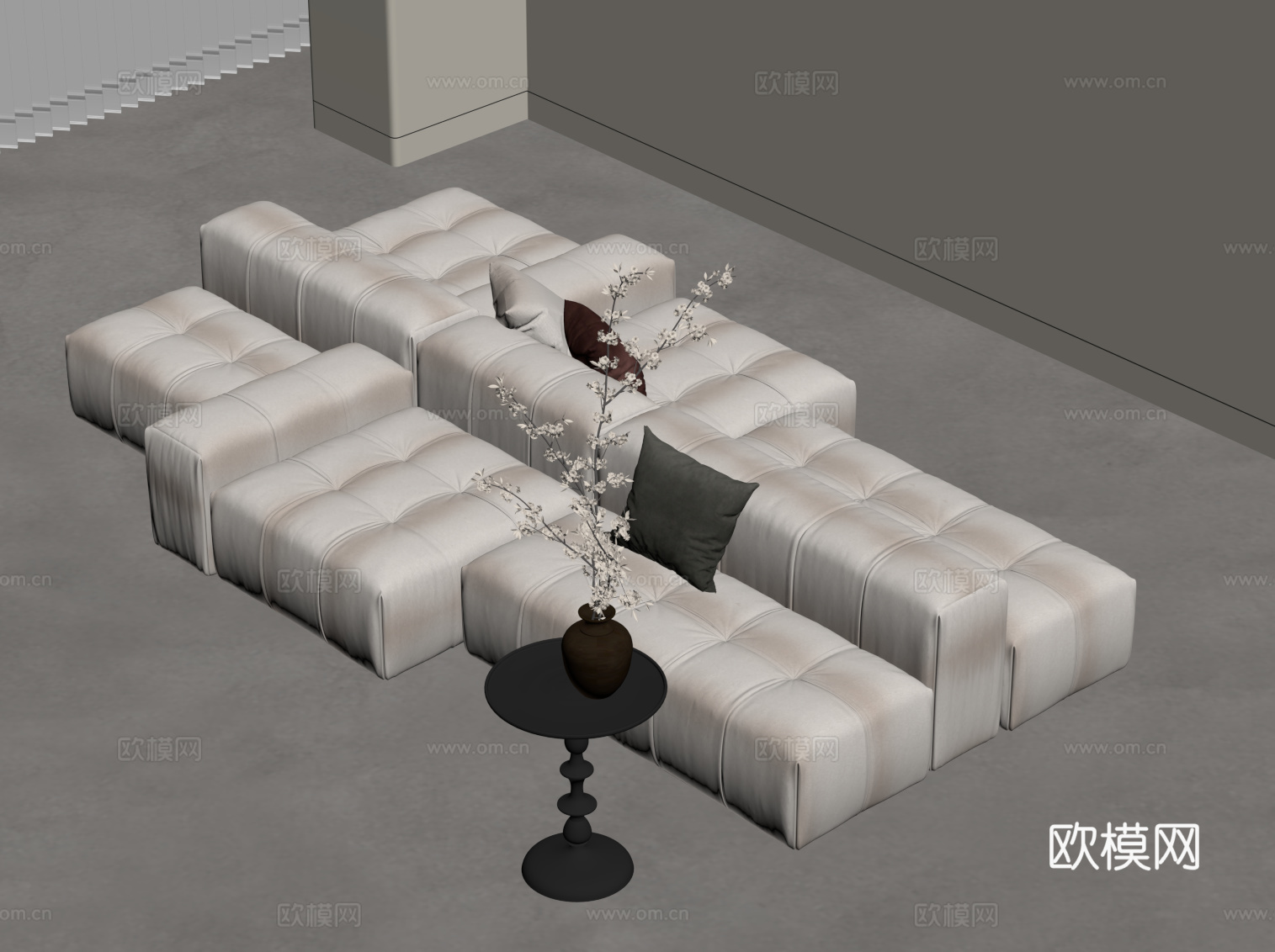 现代双面沙发su模型