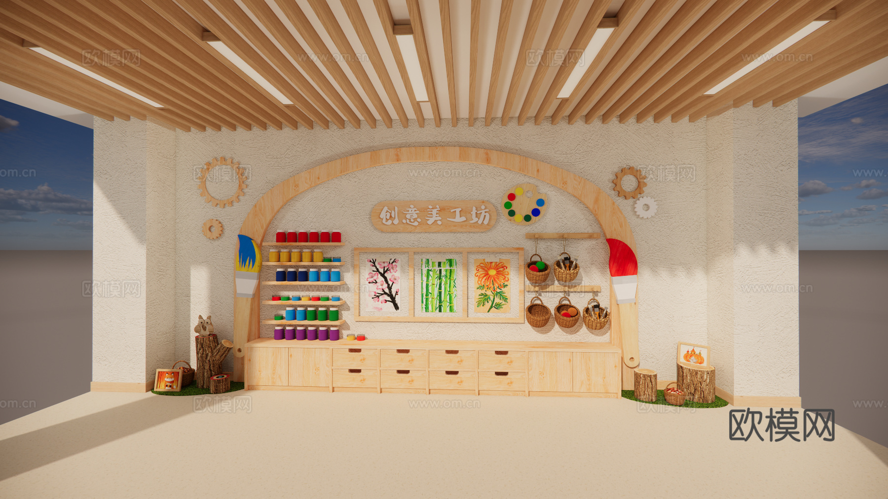 幼儿园文化墙 幼儿园主题墙 幼儿园美术墙su模型