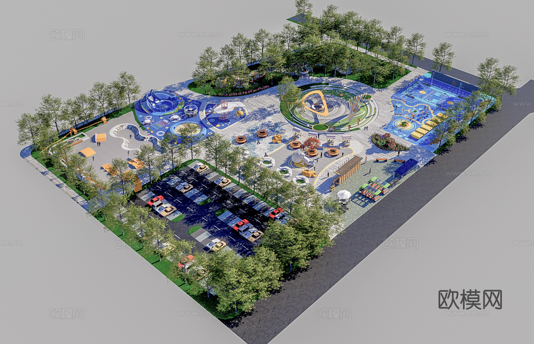 口袋公园平面图效果图  口袋公园平面图cad施工图