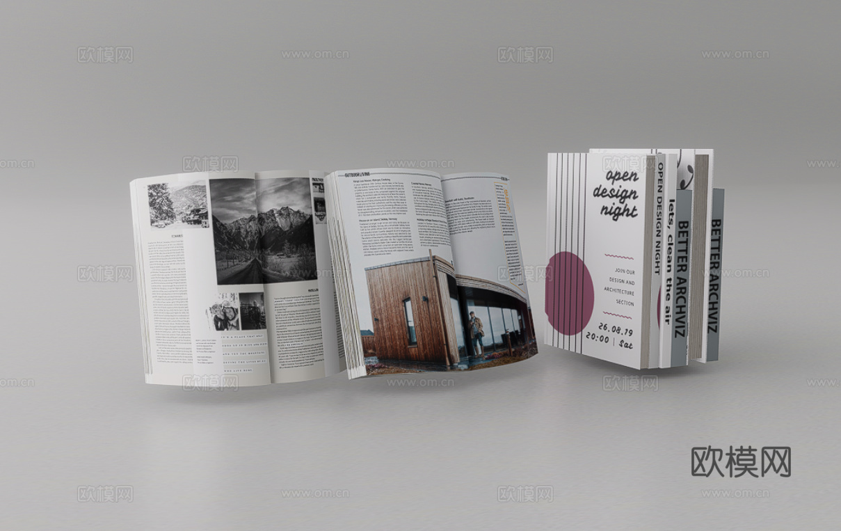 书籍摆件su模型