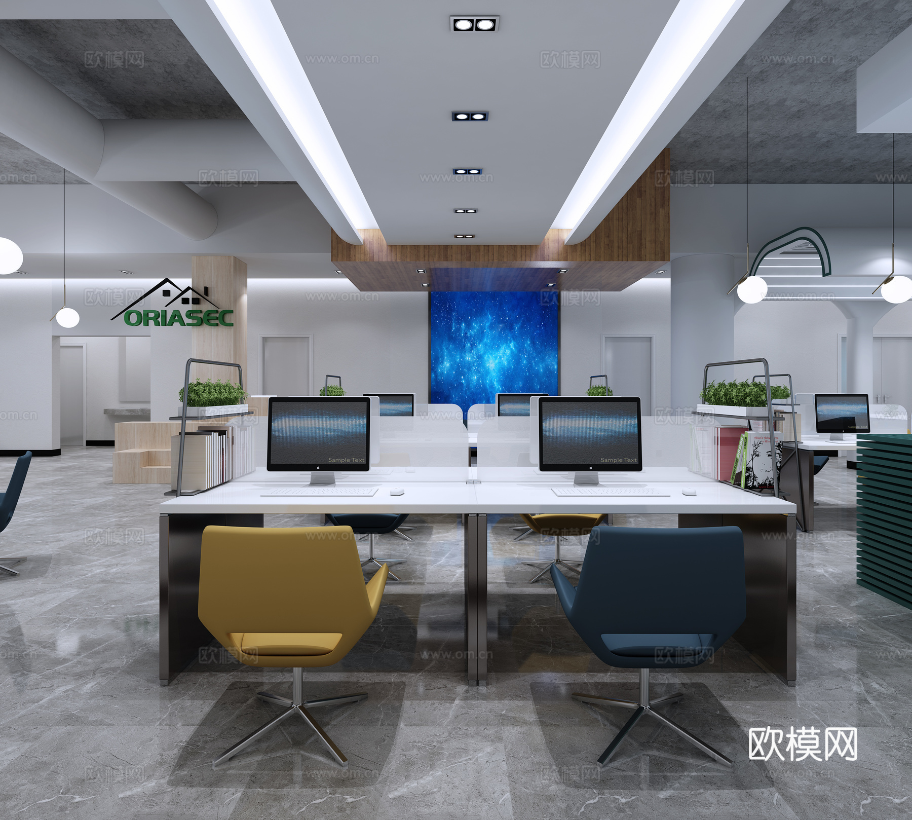 科技办公室 最新全套施工图 效果图合集cad施工图