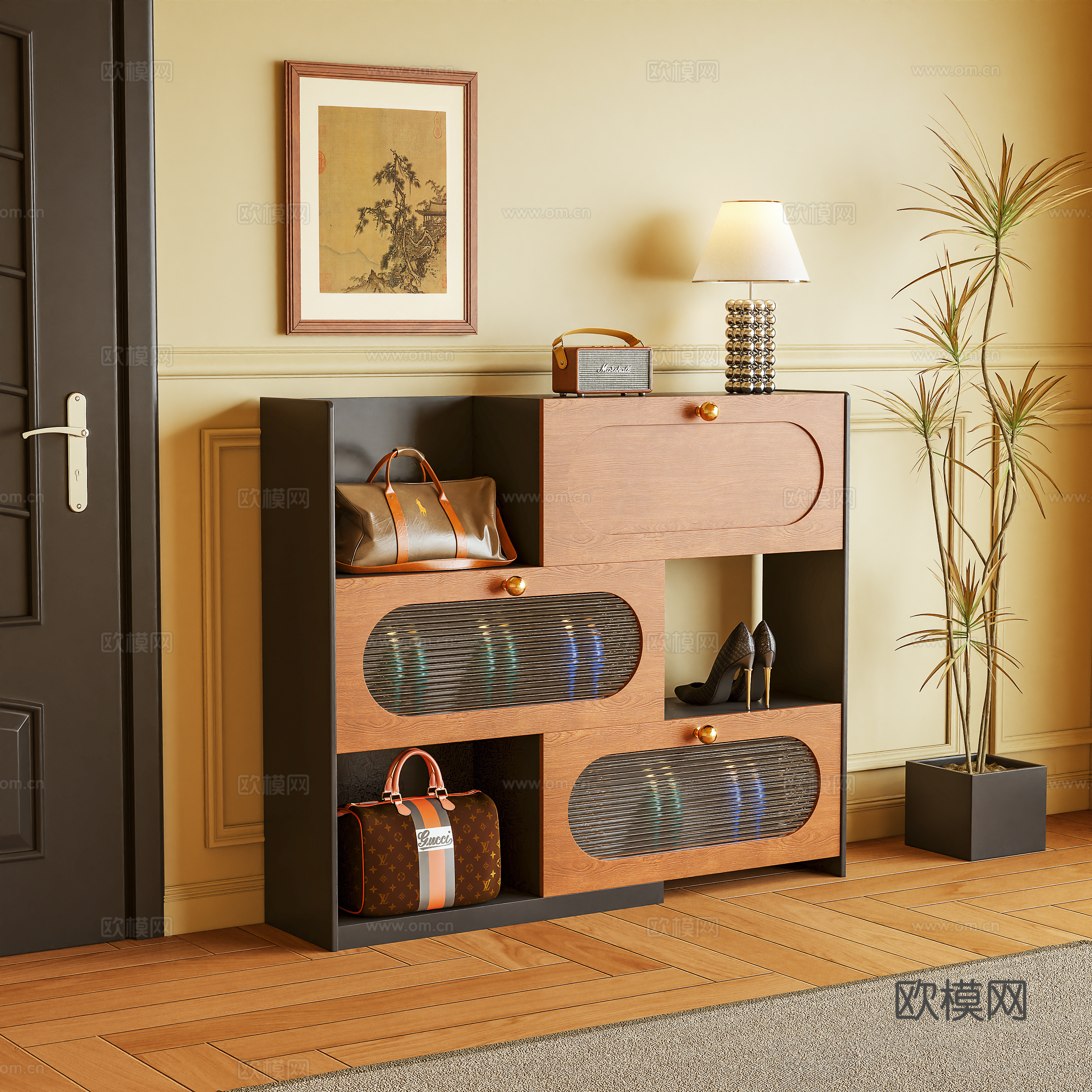 鞋柜 储物柜 玄关柜 伸缩柜 斗柜 摆件3d模型下载