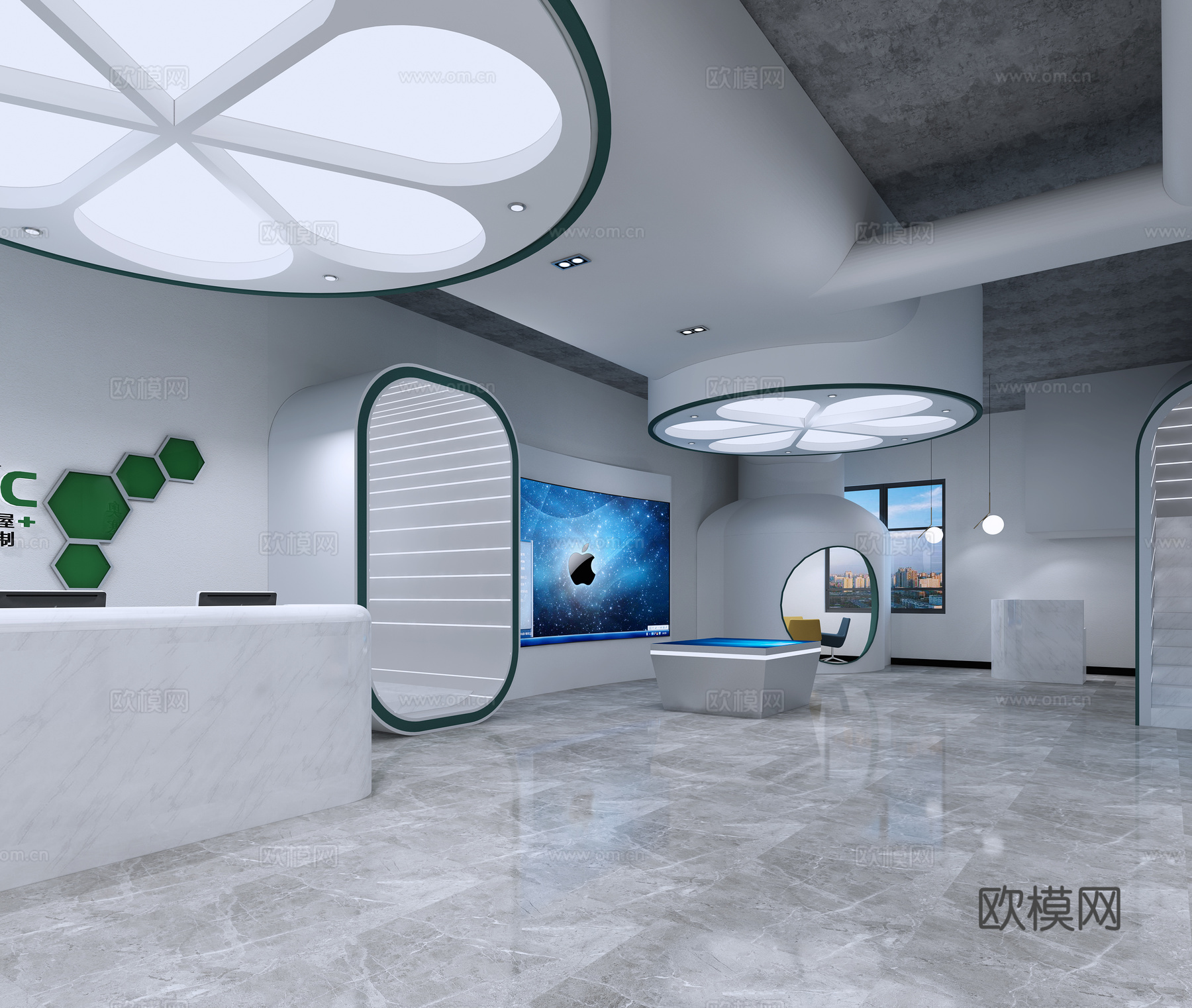 科技办公室 最新全套施工图 效果图合集cad施工图