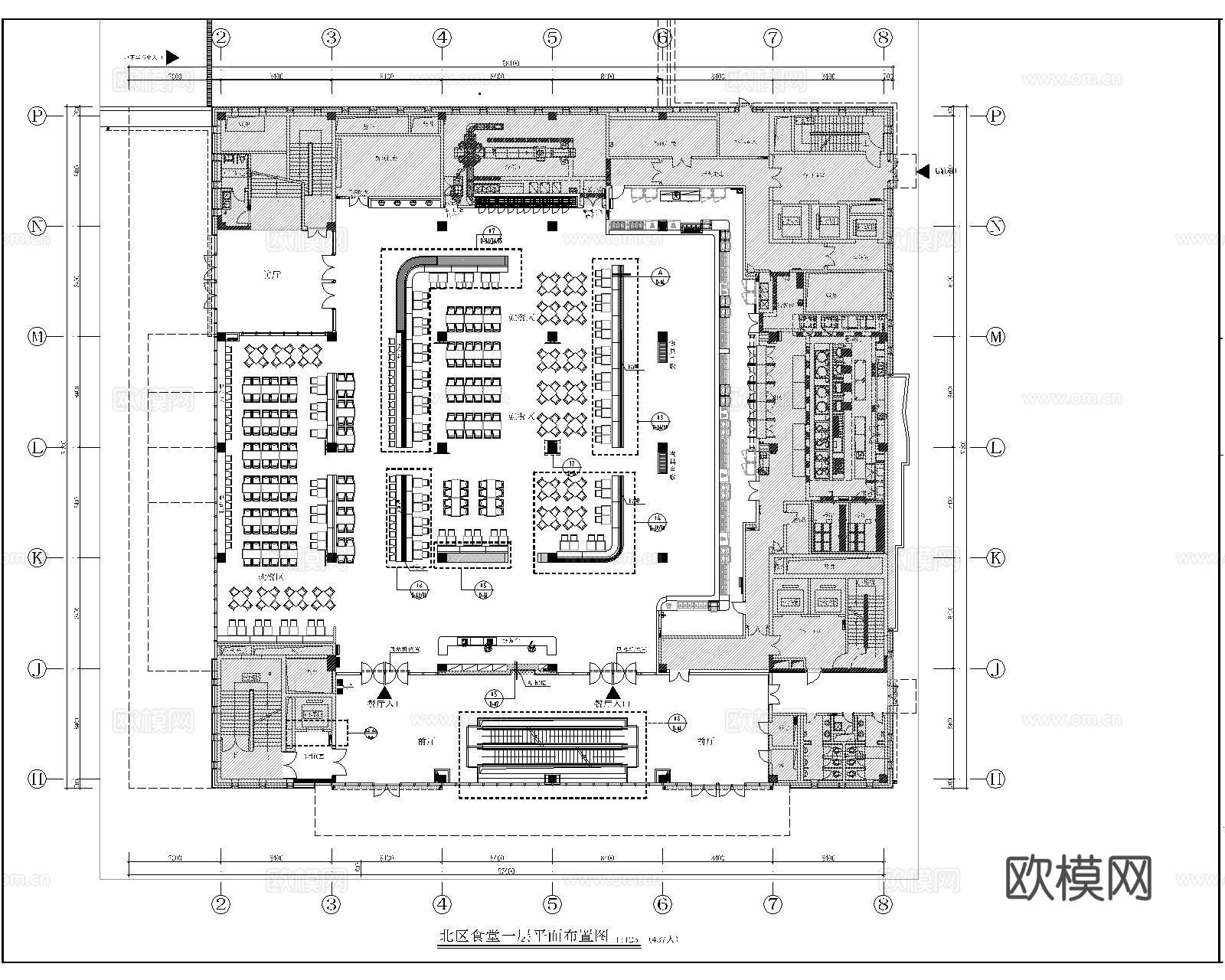 食堂CAD平面布置图cad施工图