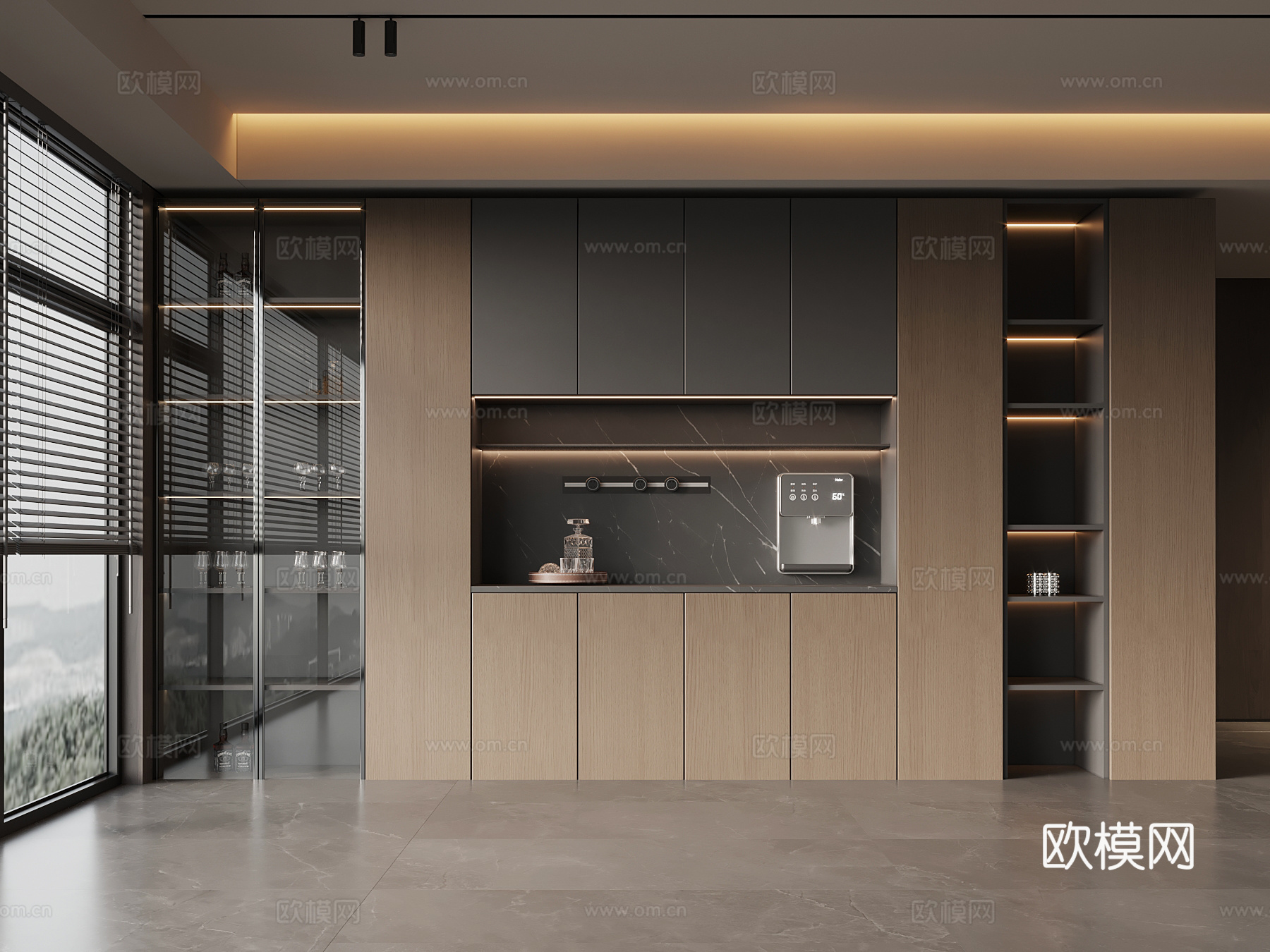 现代意式酒柜 餐边柜su模型