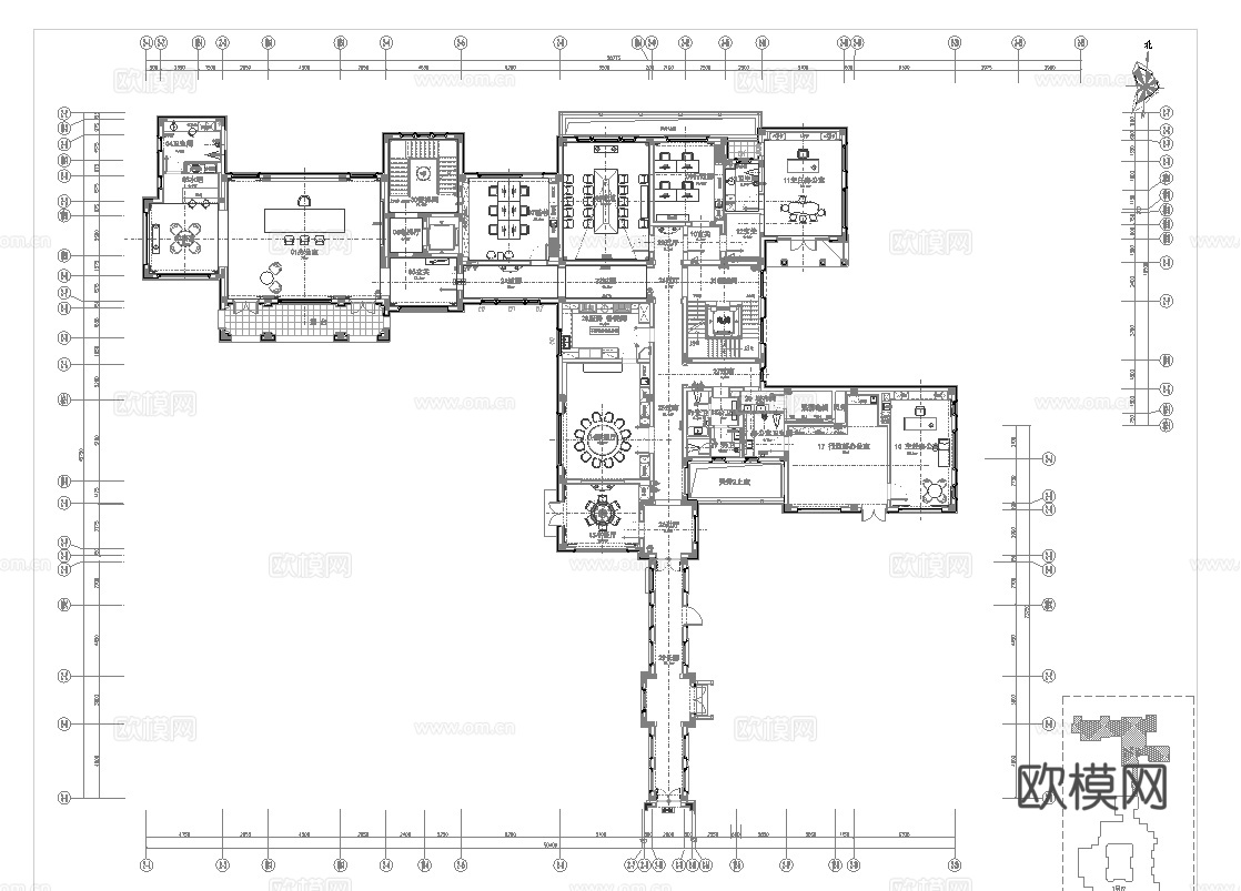 高档办公会所 最新全套施工图 效果图合集cad施工图