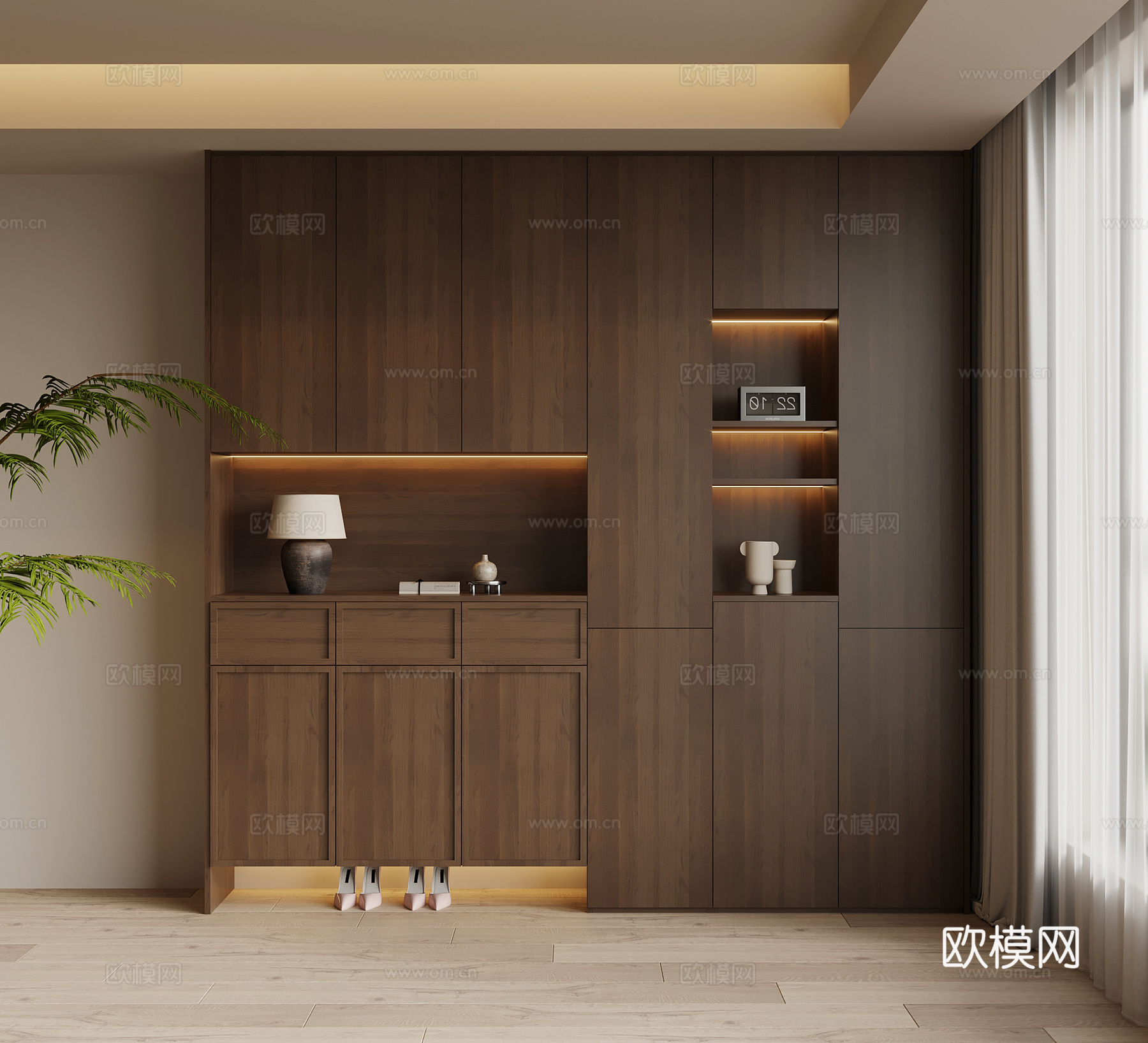 中古风鞋柜 入户鞋柜su模型