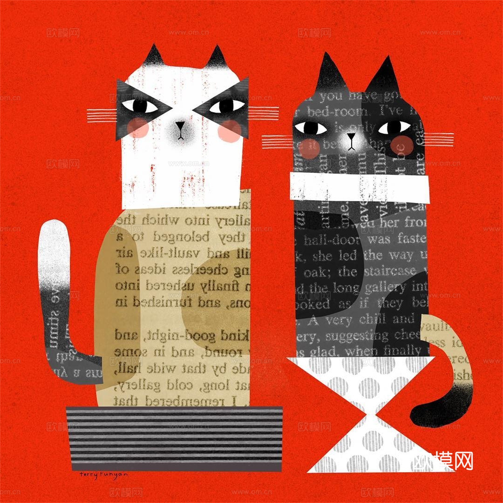 可爱动物手绘创意童趣插画猫咪动物插画治愈系插画可爱儿童插画下载