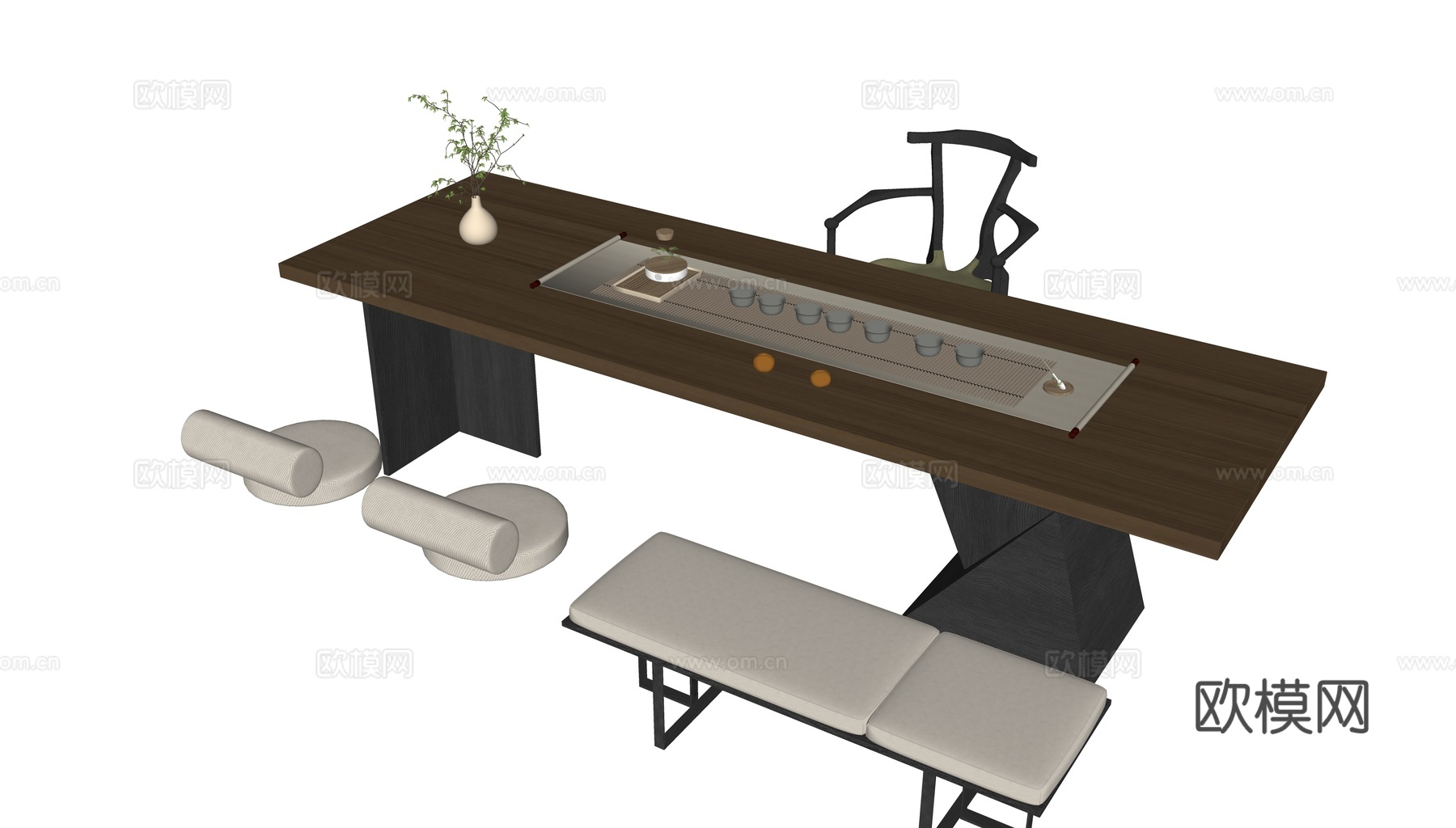 现代意式茶桌su模型