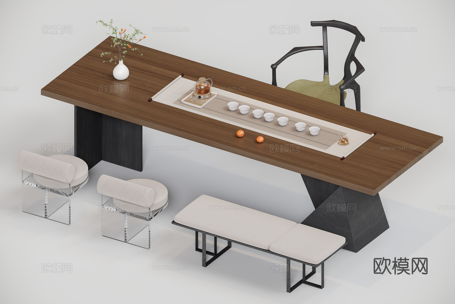 现代意式茶桌su模型