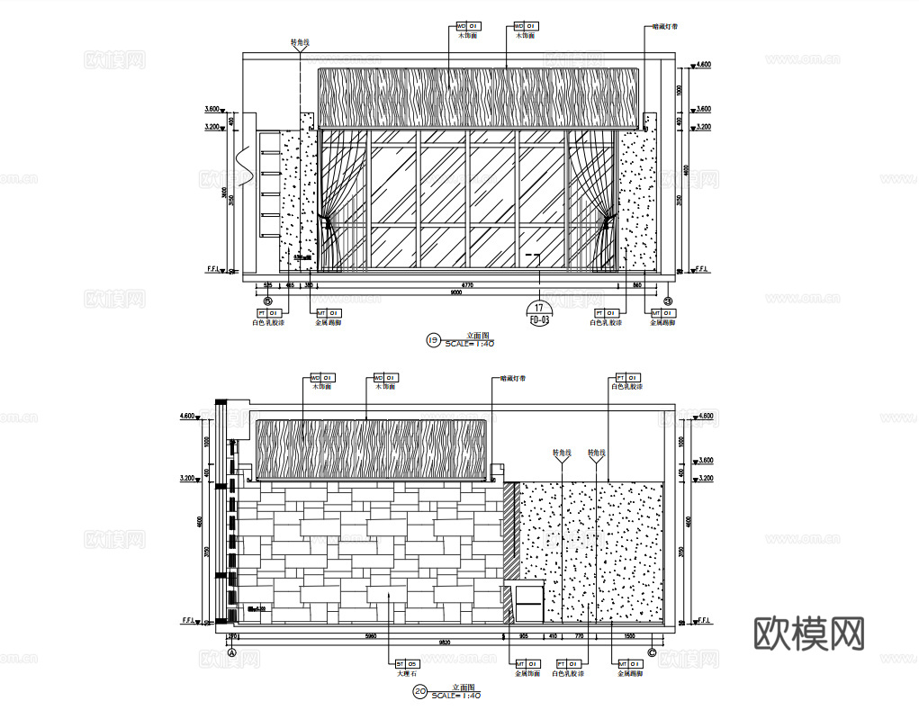 1500㎡办公室 最新全套施工图 效果图合集cad施工图