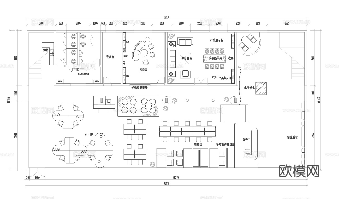 科技办公室 最新全套施工图 效果图合集cad施工图