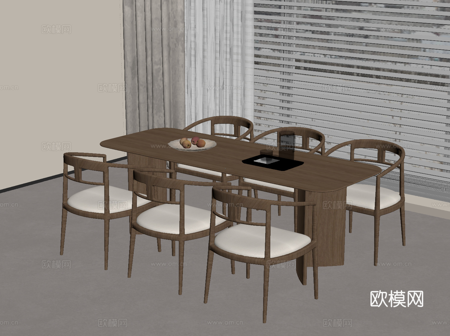 中古风餐桌椅su模型