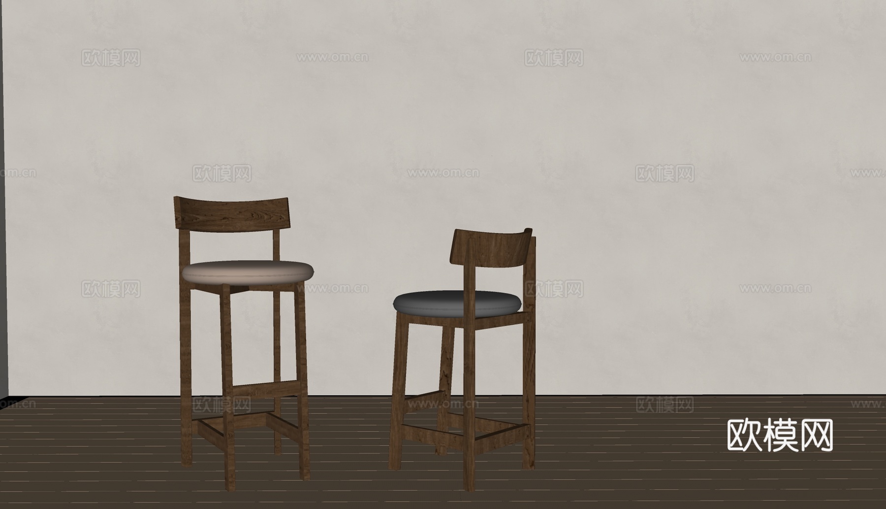 Minotti侘寂风餐椅 吧椅 实木椅子su模型