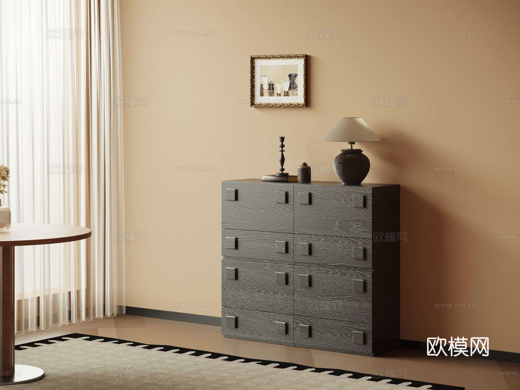 法式复古风玄关柜 边柜su模型