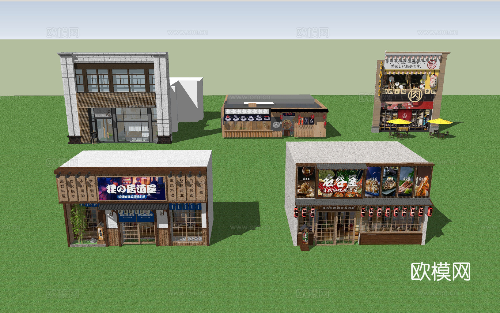 日式料理店门头su模型