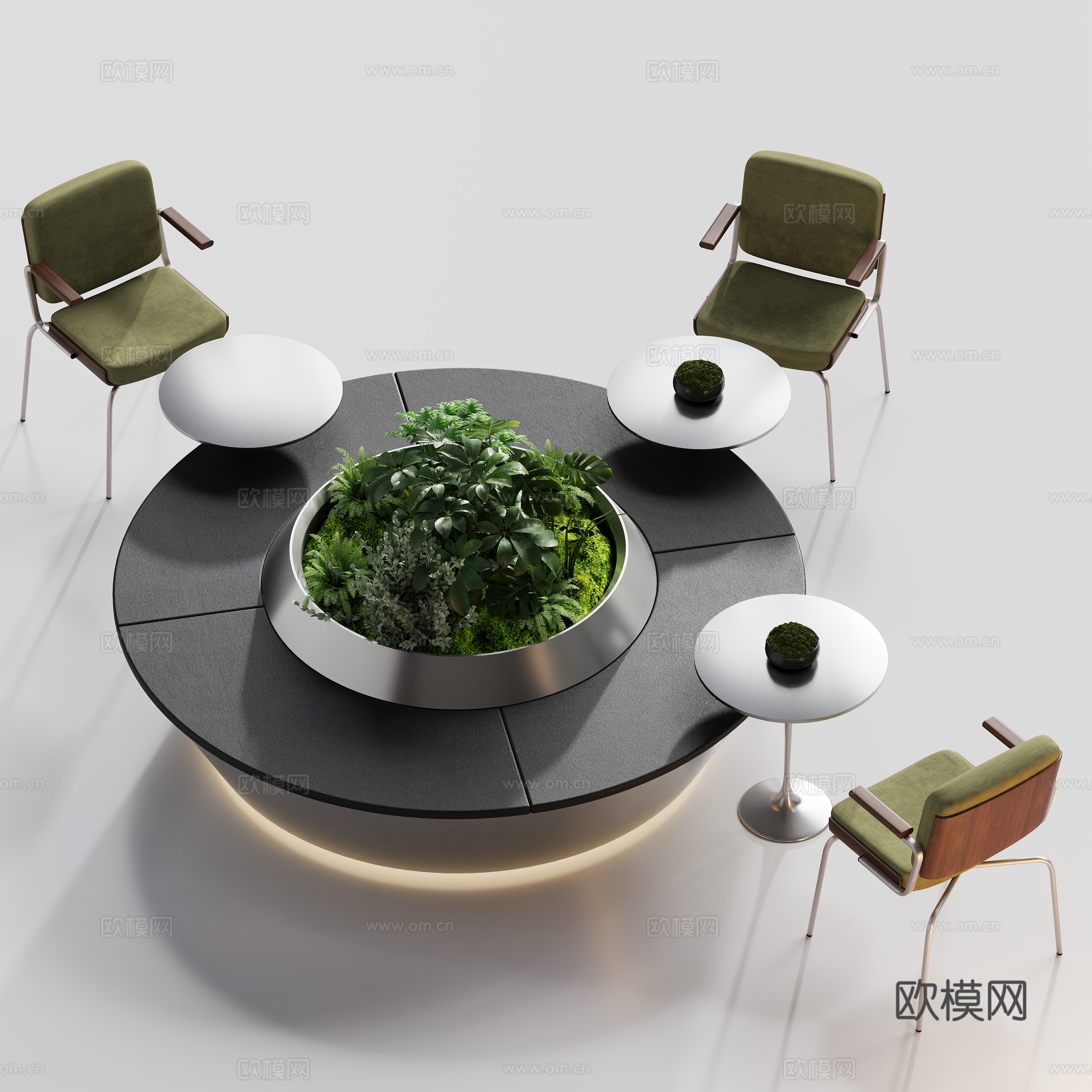 现代圆形卡座沙发椅su模型