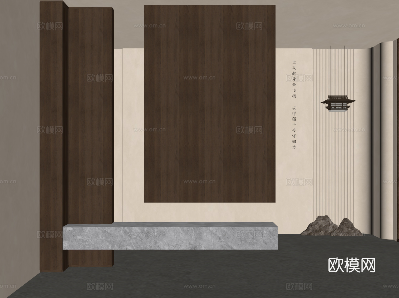 中古风鞋柜 入户鞋柜su模型