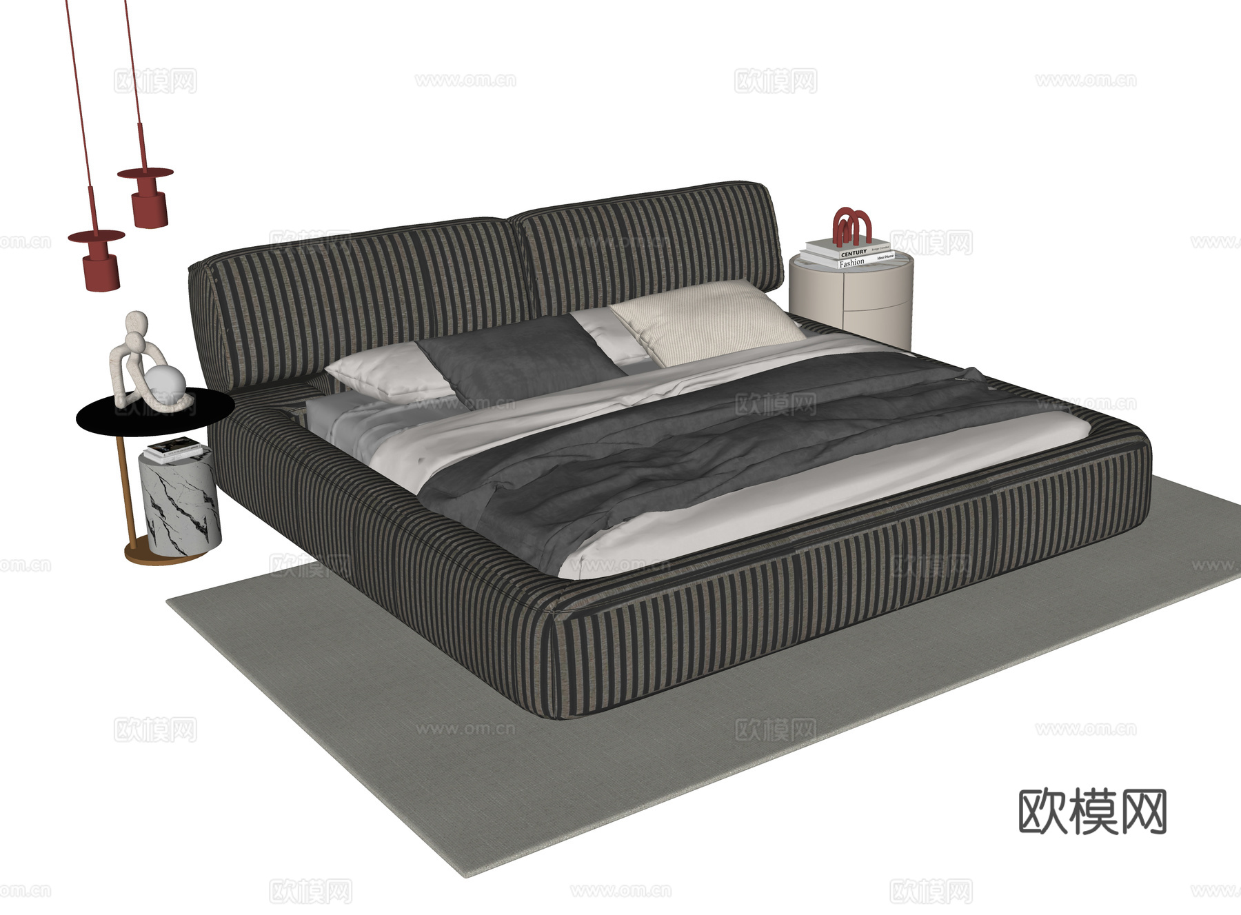 现代单人床 儿童床su模型