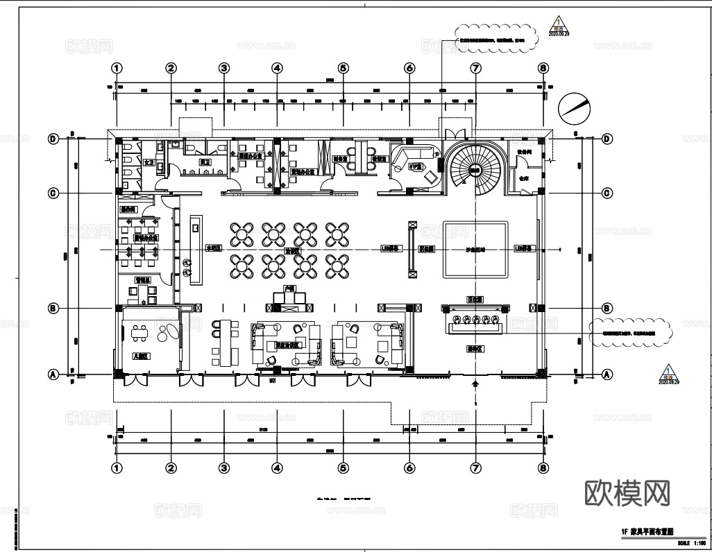 简约售楼部 最新全套施工图 效果图合集cad施工图