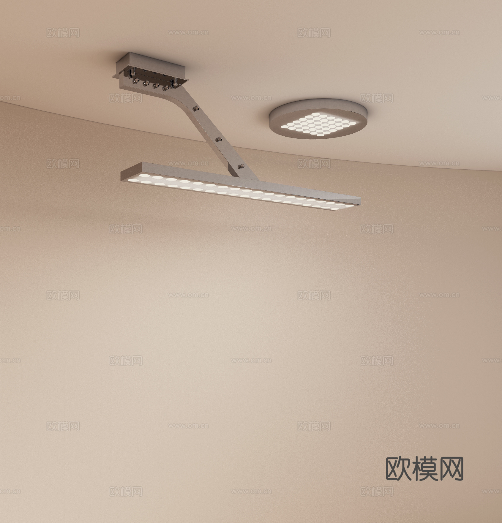 现代金属吸顶灯 办公室吸顶灯 异形吸顶灯 工装吸顶灯su模型